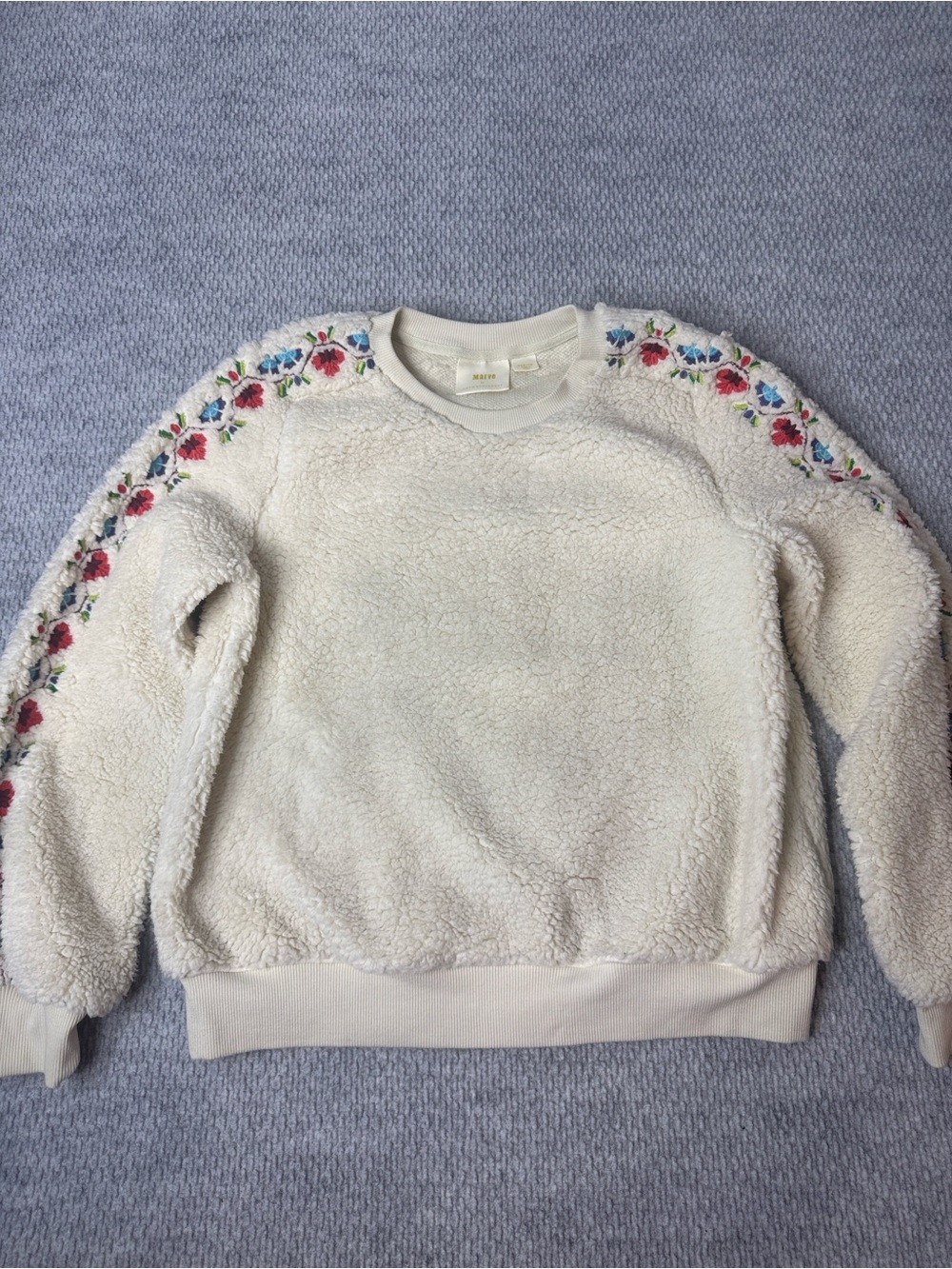 Maeve by Anthropology Fleece Sweatshirt / Sweater Sz M Cream